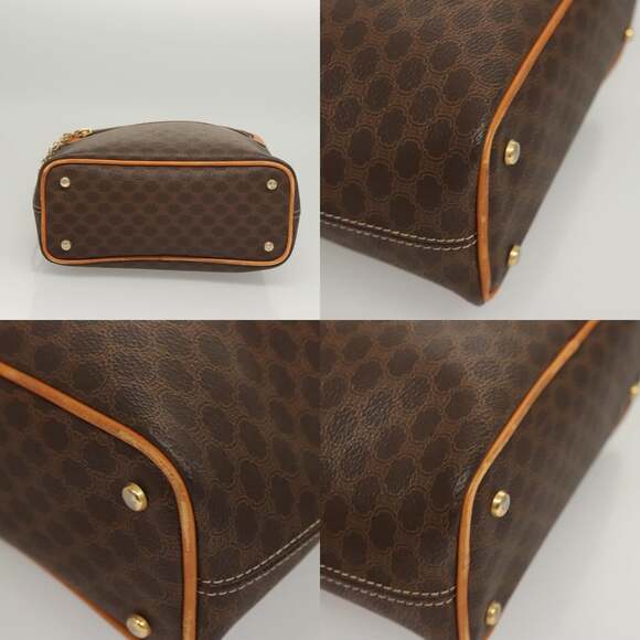 CELINE Macadam Canvas Shoulder Bag Pvc Leather Brown Gold - Picture 10 of 13